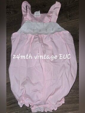 Baby Girls Pink Sleeveless Romper with Eyelet Trim